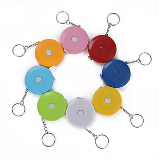 Factory direct 1.5m automatic key chain gift measuring height round mini tape measure advertising printable LOGO