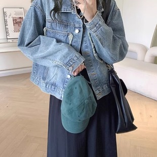 Spring 2024 New Design Sense Denim Jacket with Rough Edge Korean Loose Slim Casual Jacket Women's Fashion