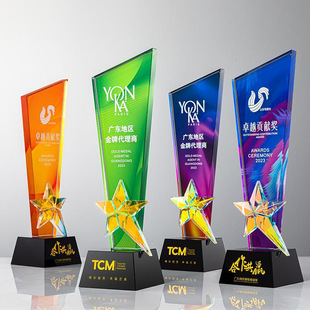 New high-end crystal trophy medal metal resin colorful company awards employee competition honor enterprise wholesale