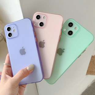 IPhone14 двойной цвет кнопки 15 матовый защитный чехол для XR Apple 13Promax прозрачный конфеты цвет мягкой оболочки