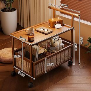 New Tea Cabinet Trolley Internet Celebrity Non-solid Wood Sofa Side Table Middle Ancient Movable Coffee Table Living Room Side Cabinet Dining Car