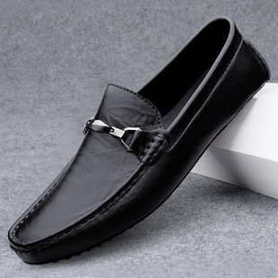 Live Explosions Doug Shoes Men's Genuine Leather Cowhide Cross-border High-end Casual Leather Shoes Soft Leather Soft Sole Slip-on Men's Shoes Trendy