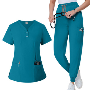 Summer Thin Elastic Quick-drying Wash Clothes Doctor's Surgical Clothes Brush Hand Clothes Nurses' Clothes Work Clothes Women's Suit for Hair