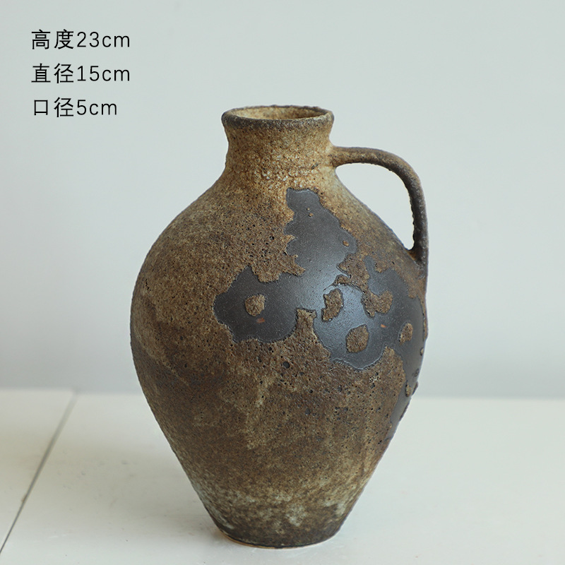 Japanese Style Silky Style Ceramic Vase Ornaments Living Room Dining Table Flower Ornaments Jingdezhen White Vintage Coarse Small Vase