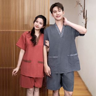 High-grade tribute hemp sweat steaming women's moxibustion clothing massage sauna men's foot bath hotel bathrobe physiotherapy wholesale
