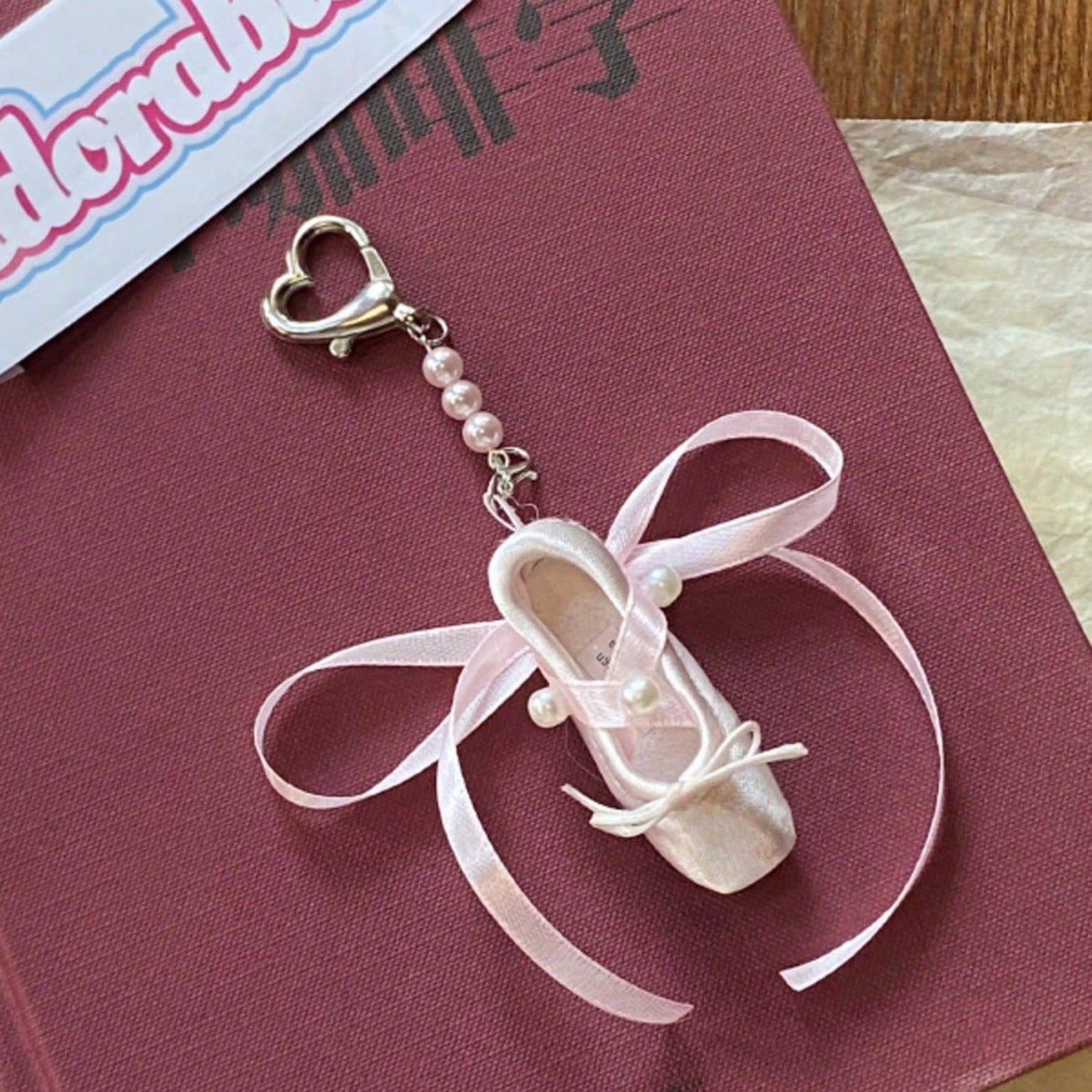 Korean Mini Ballet Shoe Pendant Card Holder Pendant Ins Style Lace Bow Pearl Genuine Pendant
