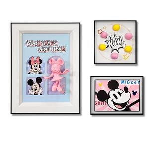Three-dimensional physical painting boy girl room hanging painting cartoon Mickey Minnie decorative painting children's room creative painting