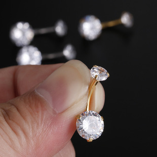 316L stainless steel claw-shaped round zircon navel ring European and American popular human body piercing navel ring navel nail