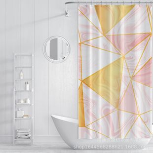 Digital printing Amazon cross-border dedicated bathroom shower curtain factory direct waterproof and mildew-proof punch-free partition curtain