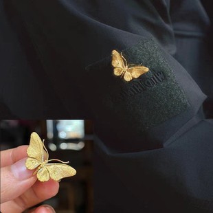 Red Riding Book Same Style Light Luxury Golden Butterfly Brooch French Niche Design Commuter All-match High-end Exquisite Accessories