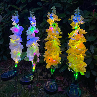 Solar hyacinth artificial flower floor lamp delphinium outdoor garden atmosphere decorative lights courtyard landscape lights