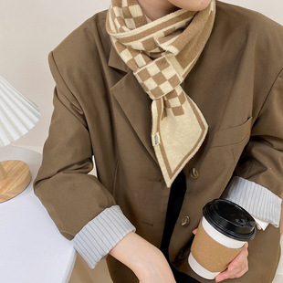 Autumn and winter knitted small scarf women's South Korea small ears neck protection striped scarf small long socket Mao Mao scarf wholesale