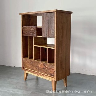 Old Elm Bogu Rack and Silent Style Tea Cup Duobao Pavilion Storage Cabinet Solid Wood Old Wood Display Rack Tea Room Storage Rack