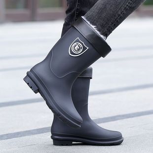 High simple waterproof drawstring size 39-48 extra large size men's and women's medium warm waterproof fleece-lined detachable non-slip rain boots women's boots