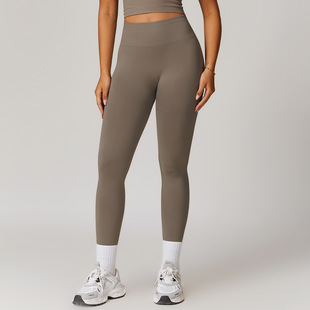 European and American Tight High Waist Hip Lifting Yoga Pants Threaded Waist Tight Abdominal Fitness Pants Women's Outer Wear Running Pants 7725