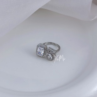 Digital 5-character diamond ring women's opening ins zircon ring elegant temperament European and American simple personality