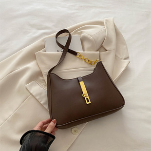 Korean Style Niche Design Bag Women's 2024 Summer New Style Texted Portable Underarm Bag Aesthetic Fashionable Crescent Bag