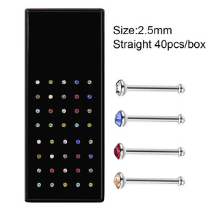 60/40/box stainless steel nose nail 1.5/2.0/2.5 curved rod L-shaped diamond nose nail nose ring cross-border body puncture