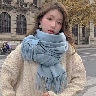 200g multicolor South Korea cashmere scarf camel milk tea color oatmeal color gray advanced solid color all-match warm scarf