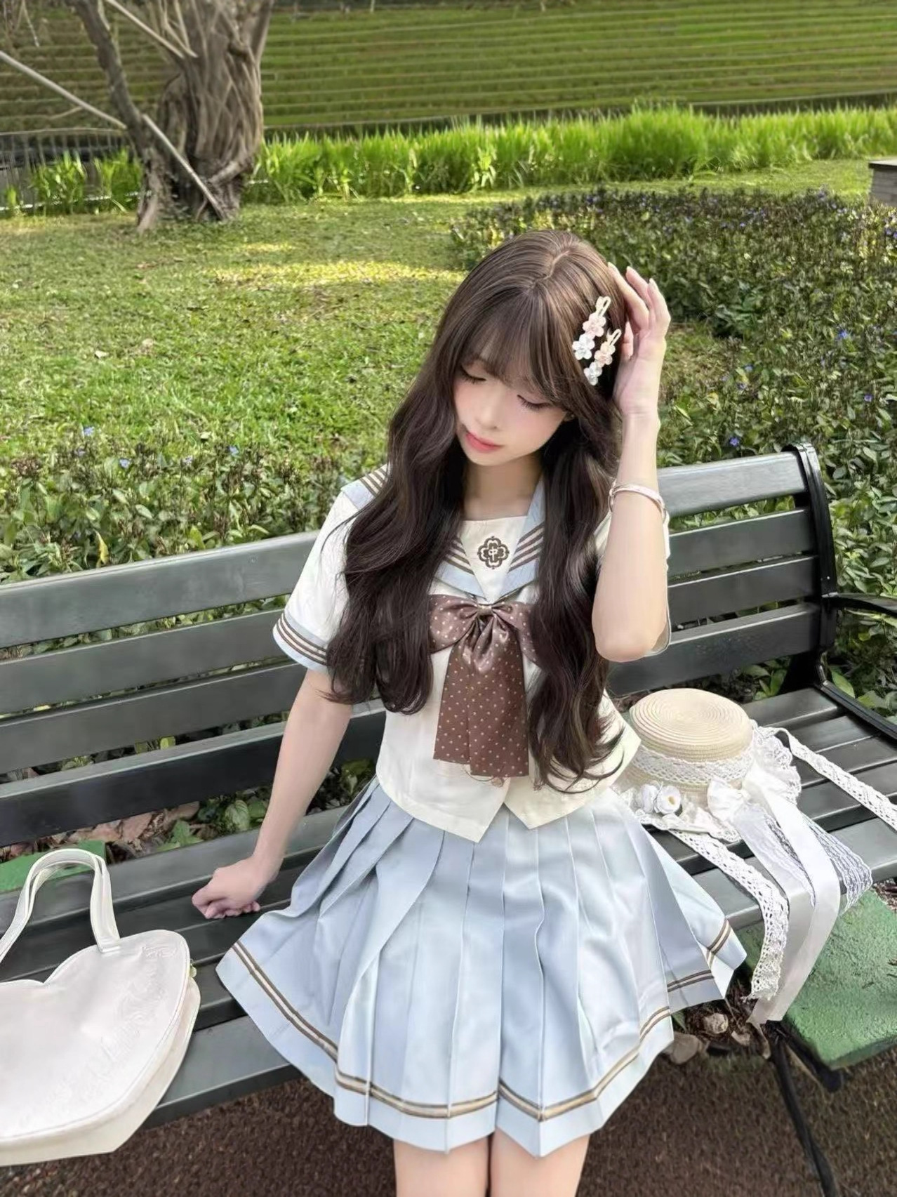 Japanese Jk Sailor Uniform School Uniform Set Basic Pleated Skirt Academy Style Three-Piece Sailor Uniform Set