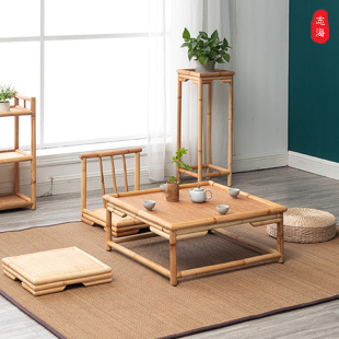 Wholesale simple tatami small square table Japanese style small coffee table balcony bay window table bamboo rattan Zen low table Square