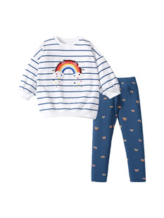 Fairy tales European and American girls sweater suit autumn long sleeve cute striped casual children's suit wholesale