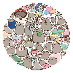 55 fat cat cartoon graffiti stickers decorative scooter notebook DIY cross-border stickers factory wholesale