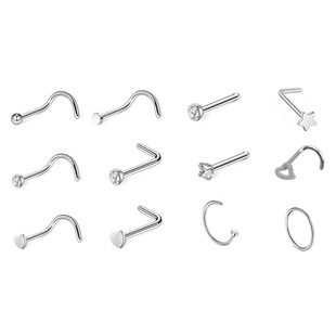 Cross-border nose nail stainless steel nose ring cross-border European and American puncture white stone diamond-embedded nose nail gun nose piercing device nose nail suit