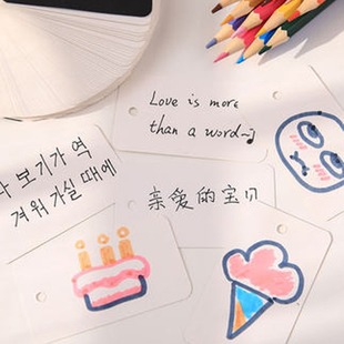 Blank small card White hard cardboard portable English new words memorization word card memory ring buckle handwriting