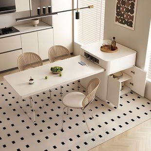 French Cream Style Island Table Integrated Retractable New Small Apartment Modern Simple Household Suspension Island Table