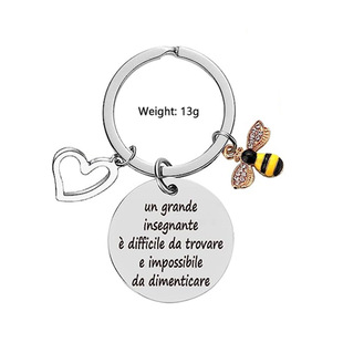Rainbow bee four-leaf clover love stainless steel keychain German French colleague keychain