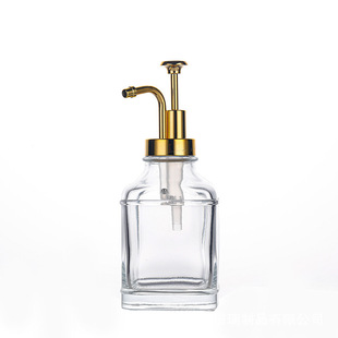 Amazon direct supply square syrup glass bottle 500ml coffee jam dispenser press bottle kitchen syrup bottle