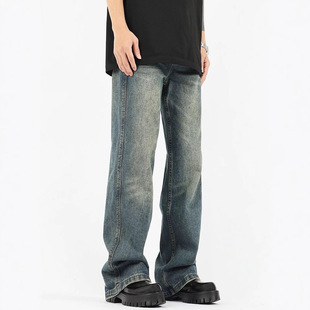 Washed Old Retro Jeans Men's and Women's Trendy Vibe Style Loose cleanfit Straight Pants Men's Long Pants