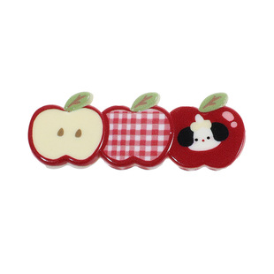 Cute Ankora Red Apple Hairpin Women's High-end Fringe Front Fringe Hairpin Side Broken Hair Duckbill Clip Headwear