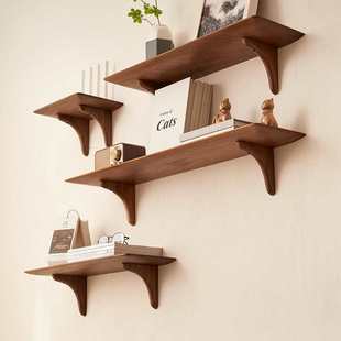 Solid Wood Wall Shelf Internet Red Black Walnut Bookshelf Living Room One-word Partition Wall Bedroom Cherry Wood Shelf