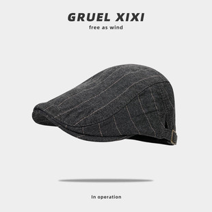 Dopamine Retro Plaid Beret All-match Face Duckling Tongue Forward Hat Literary Retro British Style