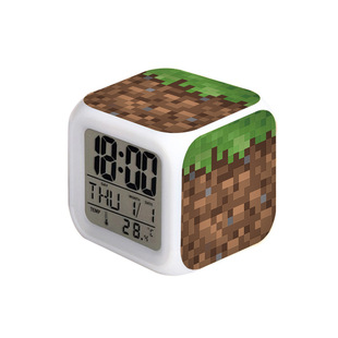 Minecraft Alarm Clock Colorful Color Changing Small Alarm Clock Student Bedside Clock Wholesale