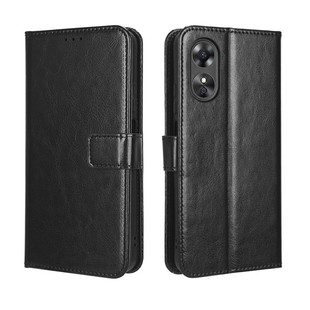 For OPPO A17 mobile phone case A16S mobile phone leather case flip crazy horse pattern card lanyard protective case A54S