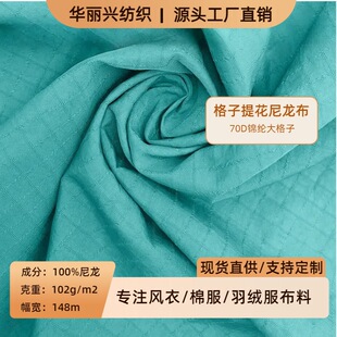 70D Nylon Plaid Jacquard Woven Water-repellent Jacket Windbreaker Autumn and Winter Down Jacket Cotton-padded Jacket Bag Nylon Fabric