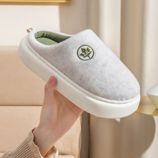 TikTok Red Riding Book Same Style Latex Cotton Slippers Home Wholesale Men's Plush Couple's Simple Warm Home Shoes Women's Winter