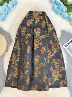Multicolor Light Luxury Jacquard High-End Skirt Classic Versatile Commuter A-Line Large Hem Umbrella Skirt Mid-Length Skirt for Women