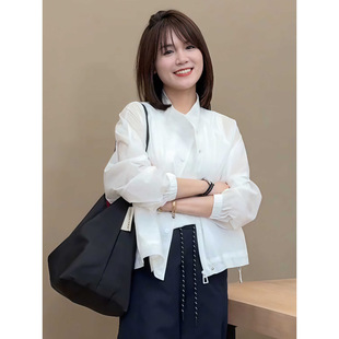 2025 Summer New Korean Style Light and Thin Sun-protective Clothes with Vertical Collar for Women Loose Casual All-match Short Design Sense Coat Top