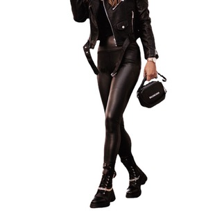 Custom cross-border fashion slim leather pants PU pants European and American wind tight matte women's pants factory wholesale custom-made
