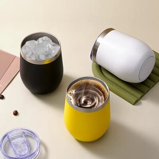 Egg Cup Stainless Steel Export Supply 12oz Eggshell Cup U-Shaped Red Wine Cup Egg Cup Thermos Cup Eggshell Water Cup for Men