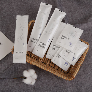 Homestay hotel disposable toiletries set toothbrush comb razor shower cap cotton swab consumables wholesale