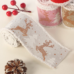 Christmas snow ribbon elk car Christmas tree socks holiday atmosphere decoration Ribbon gift gift