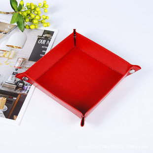 Spot creative cosmetics storage plate pu foldable storage box jewelry tray dice plate desktop storage box