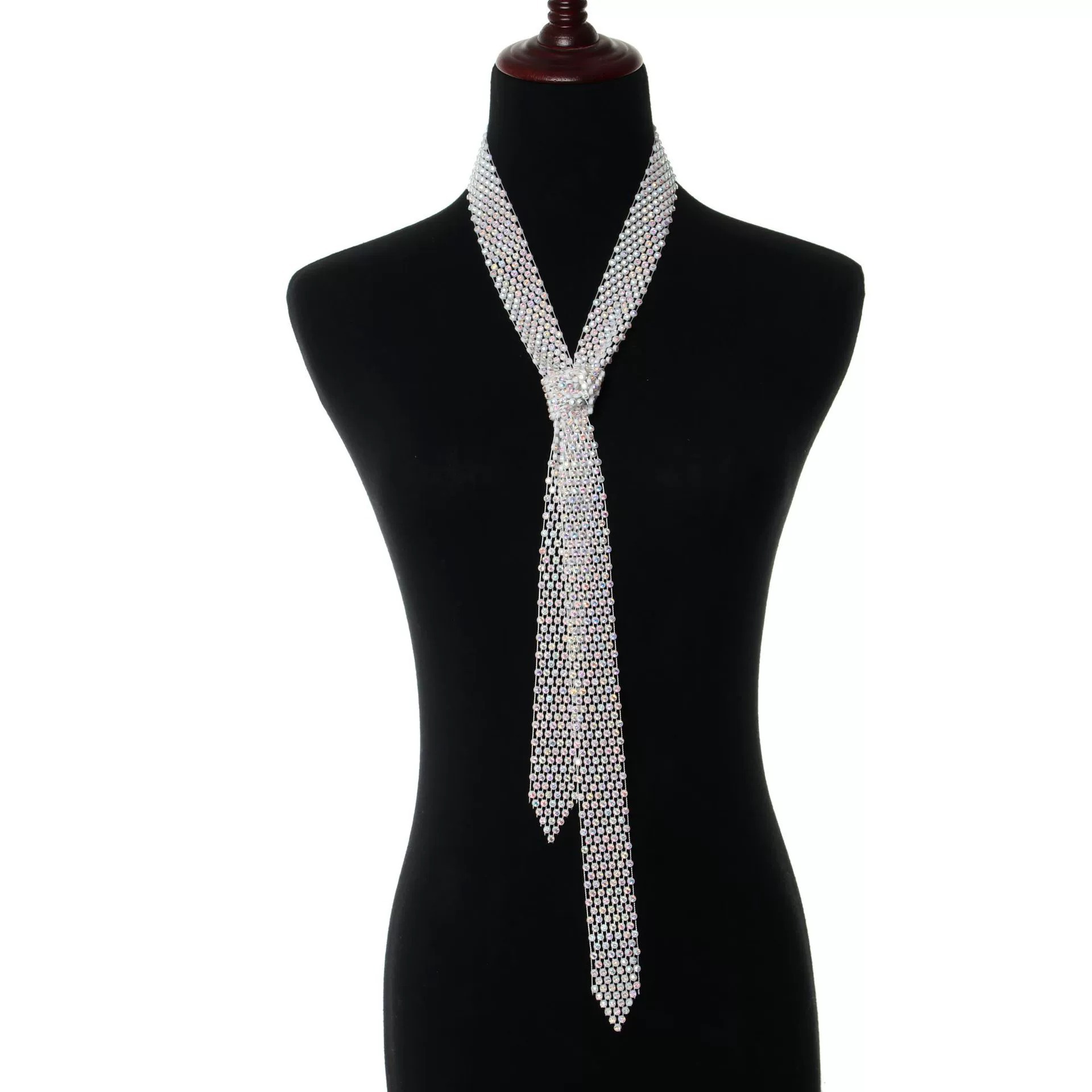 European and American Accessories Personalized Rhinestone Mesh Trendy Tie with Diamonds Nightclub Sexy Tie Rhinestone Sequins 130cm