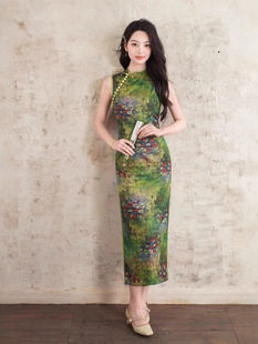 2025 Новый Cheongsam Молодое высококачественное красивое платье без рукавов