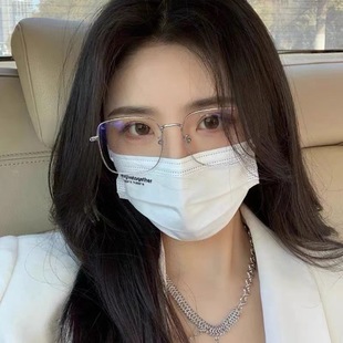 Large frame gold silk glasses for women myopia can be equipped with degree lenses Internet celebrity plain beauty artifact face-looking small glasses frame